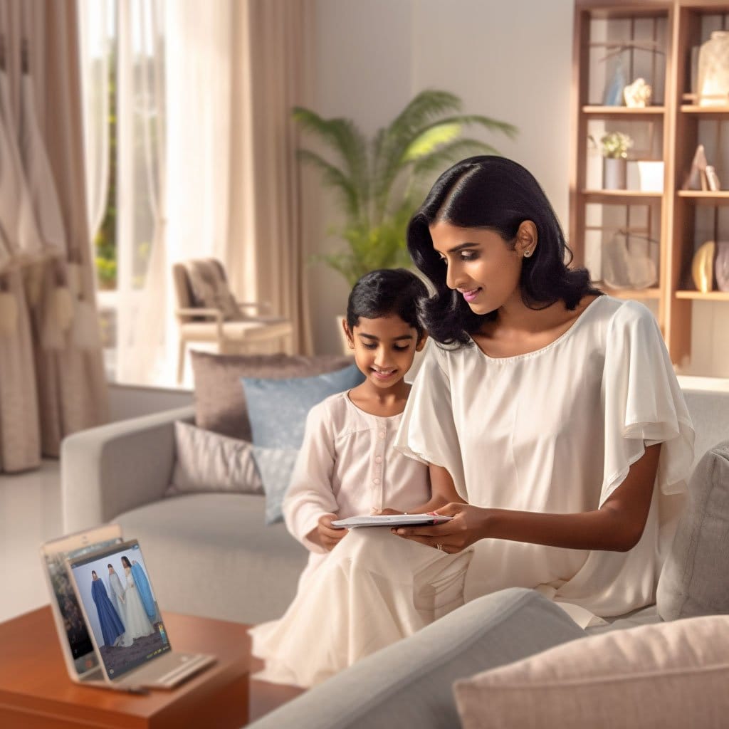 website being used in a family living room