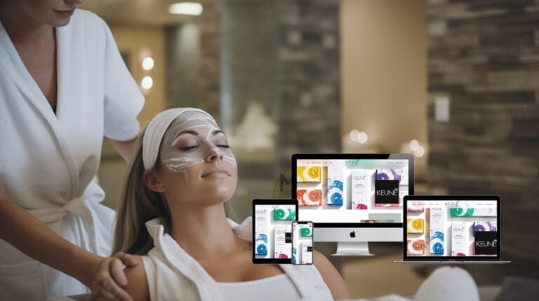 beautiful lady getting a facial done in a spa