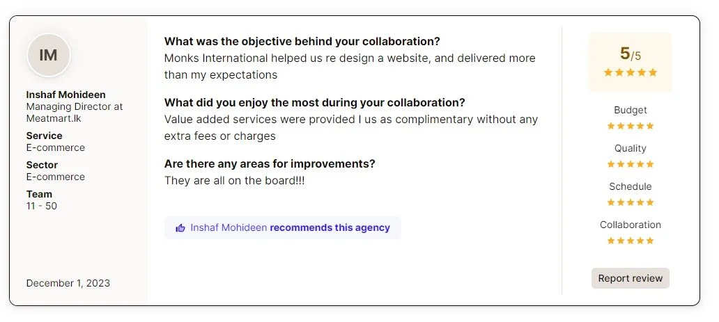 testimonial web design