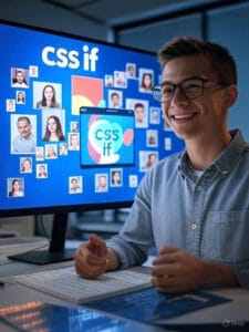 css if on a screen with a web designer on the foreground