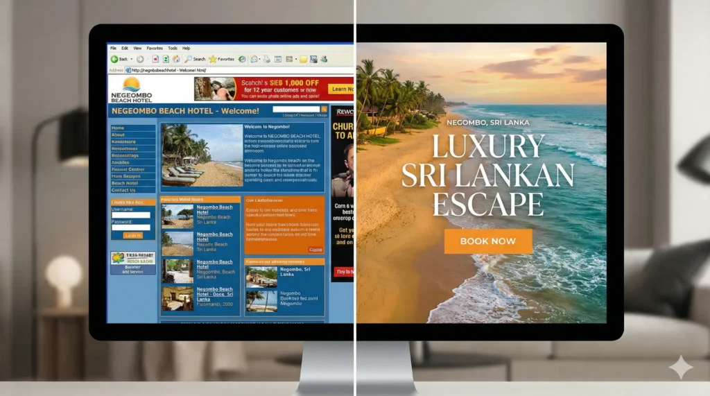 Redesign Sri Lanka Tourism Websites: Boost Bookings 6 A modern tourism website design for a Sri Lankan coastal hotel