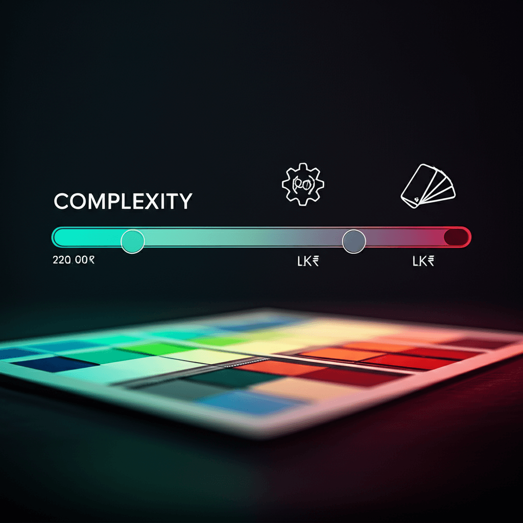 Infographic showing the main factors that influence web design pricing in Sri Lanka.