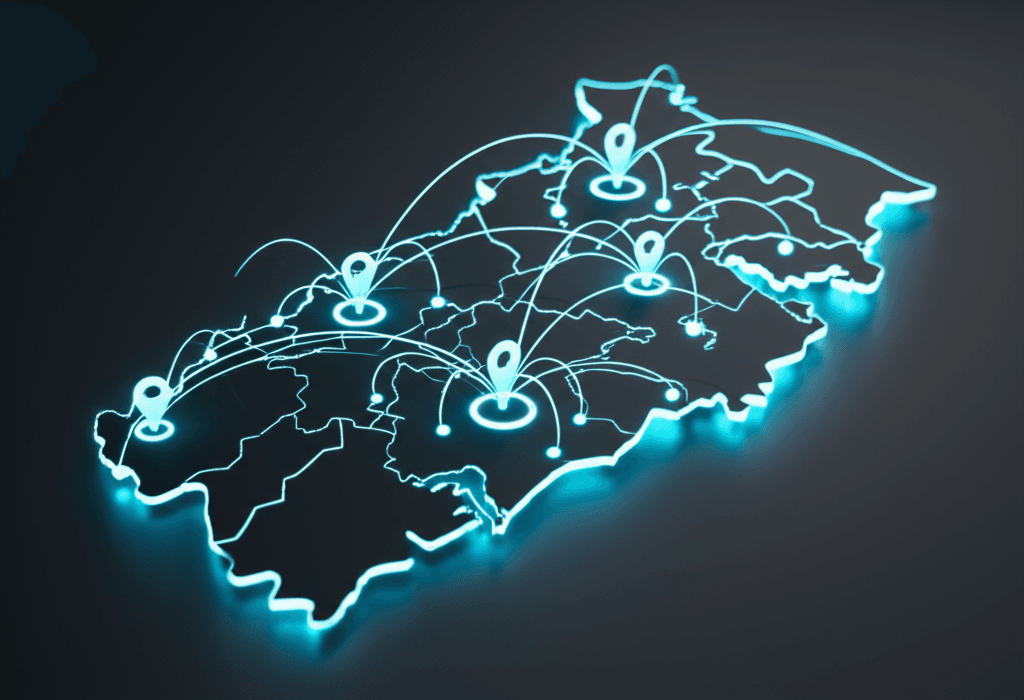A digital map showing business connectivity within Gampaha.