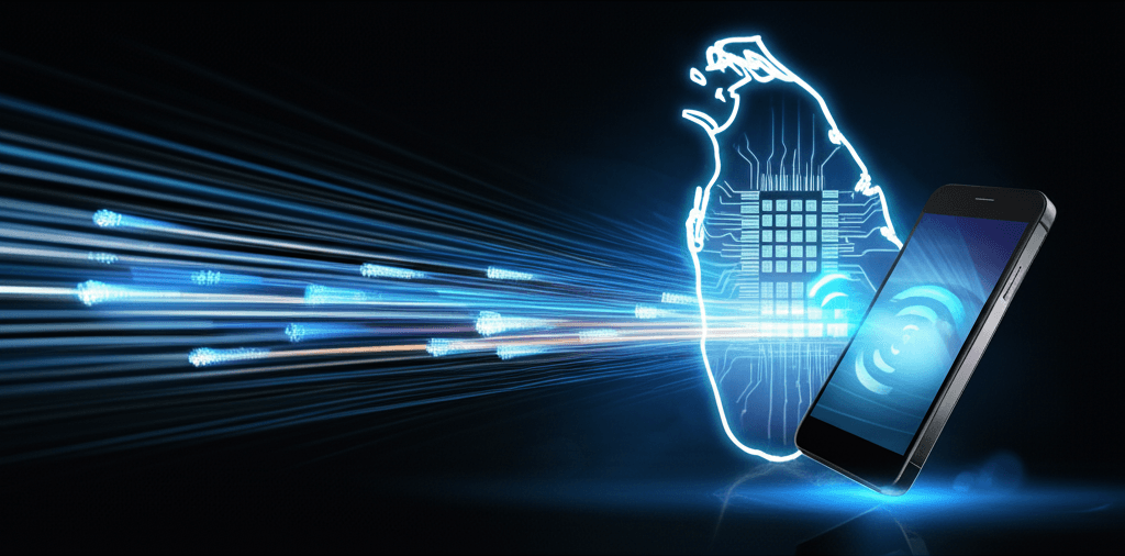 A graphic illustrating fast website performance and speed for users in Sri Lanka.