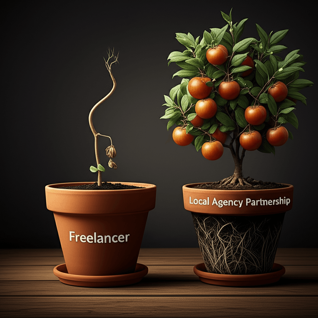 A visual metaphor for the long-term value and ROI provided by a local web design agency.