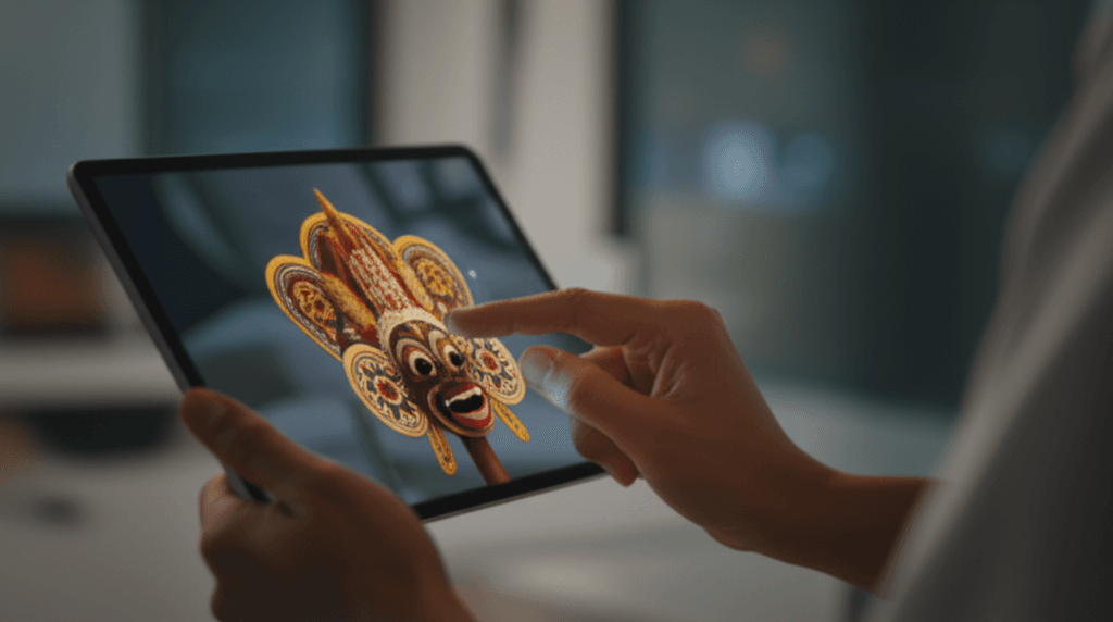 A user interacting with an immersive 3D product model on a website.