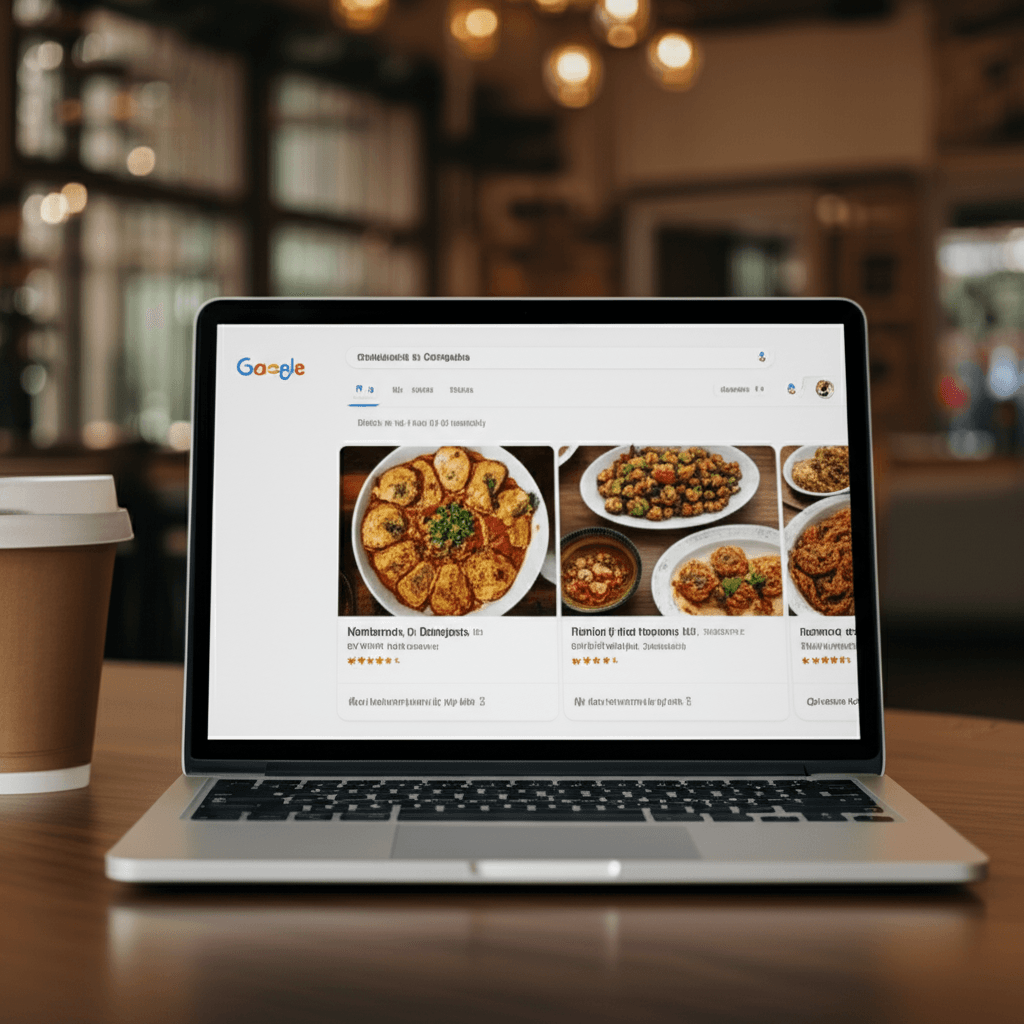 A laptop screen showing the results of a local SEO search for a business in Sri Lanka.
