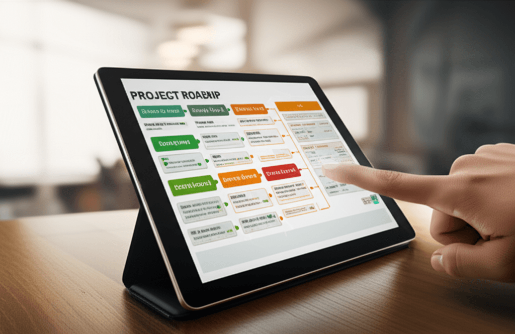 A detailed project roadmap outlining Mobiz's strategic web consulting approach.
