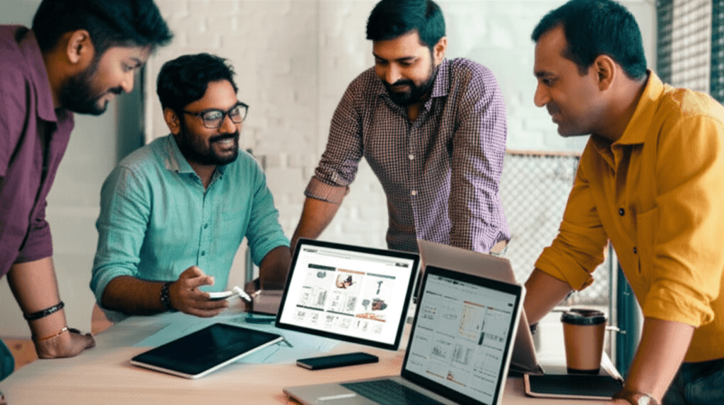 Our expert web design team in Colombo planning a mobile-first website strategy.