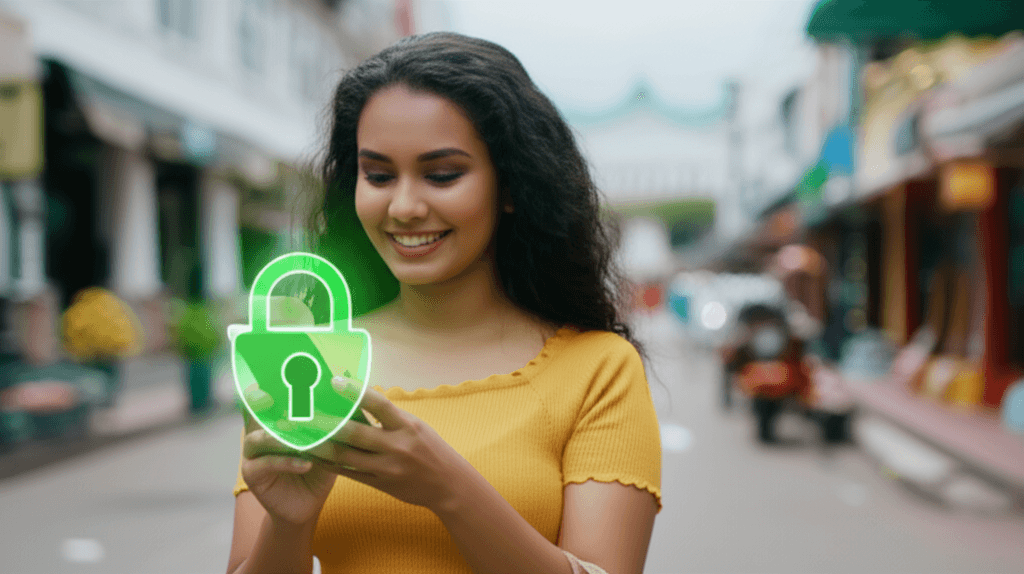 A customer in Colombo making a secure online payment on their smartphone.