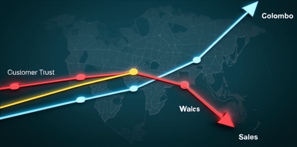A chart showing the positive impact of website maintenance on sales and customer trust.