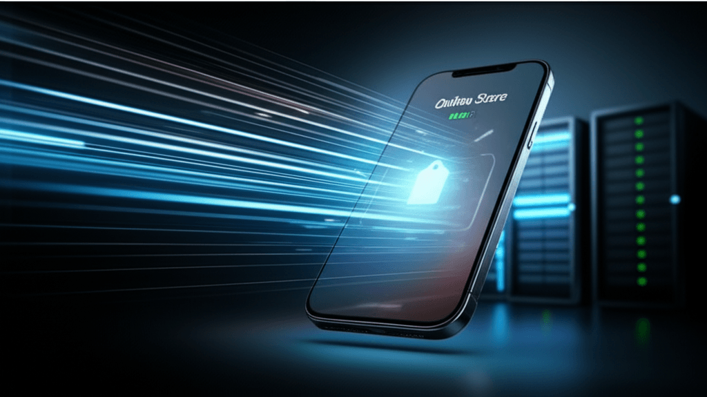 An icon representing a fast-loading mobile online store.