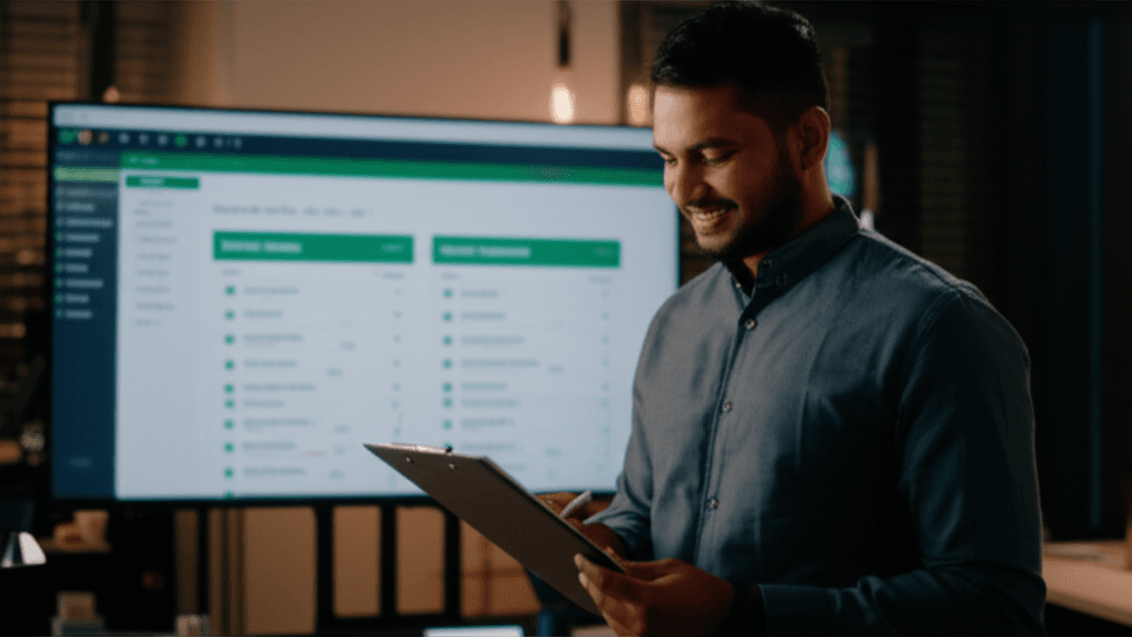 A professional web maintenance expert in Colombo confirming a website's health.