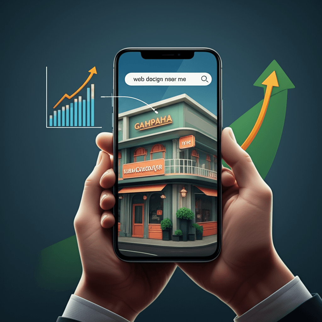 Infographic showing how local 'near me' searches lead to business growth for Gampaha companies.