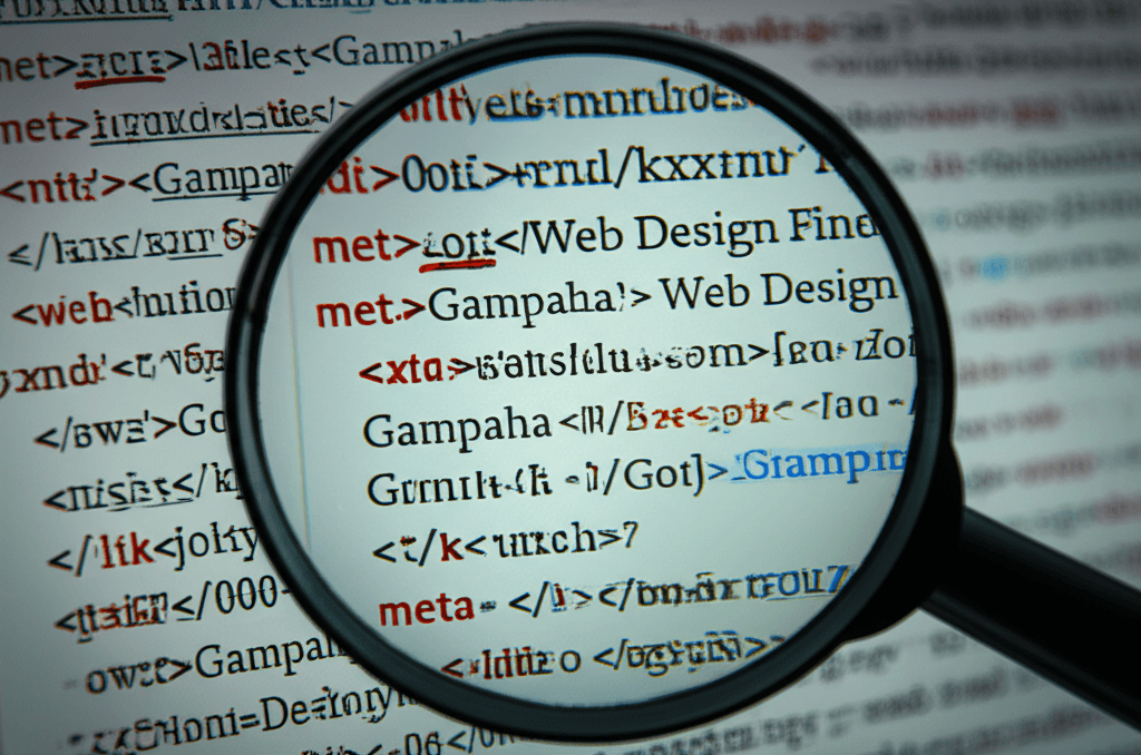 Example of on-page SEO with Gampaha location keywords highlighted in the website code.