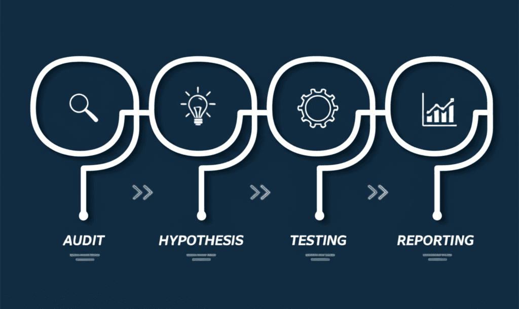 Flowchart detailing the 4-step conversion optimization consulting process.