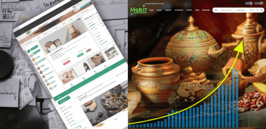 Before-and-after comparison of the LankaCrafts e-commerce website designed by Mobiz.