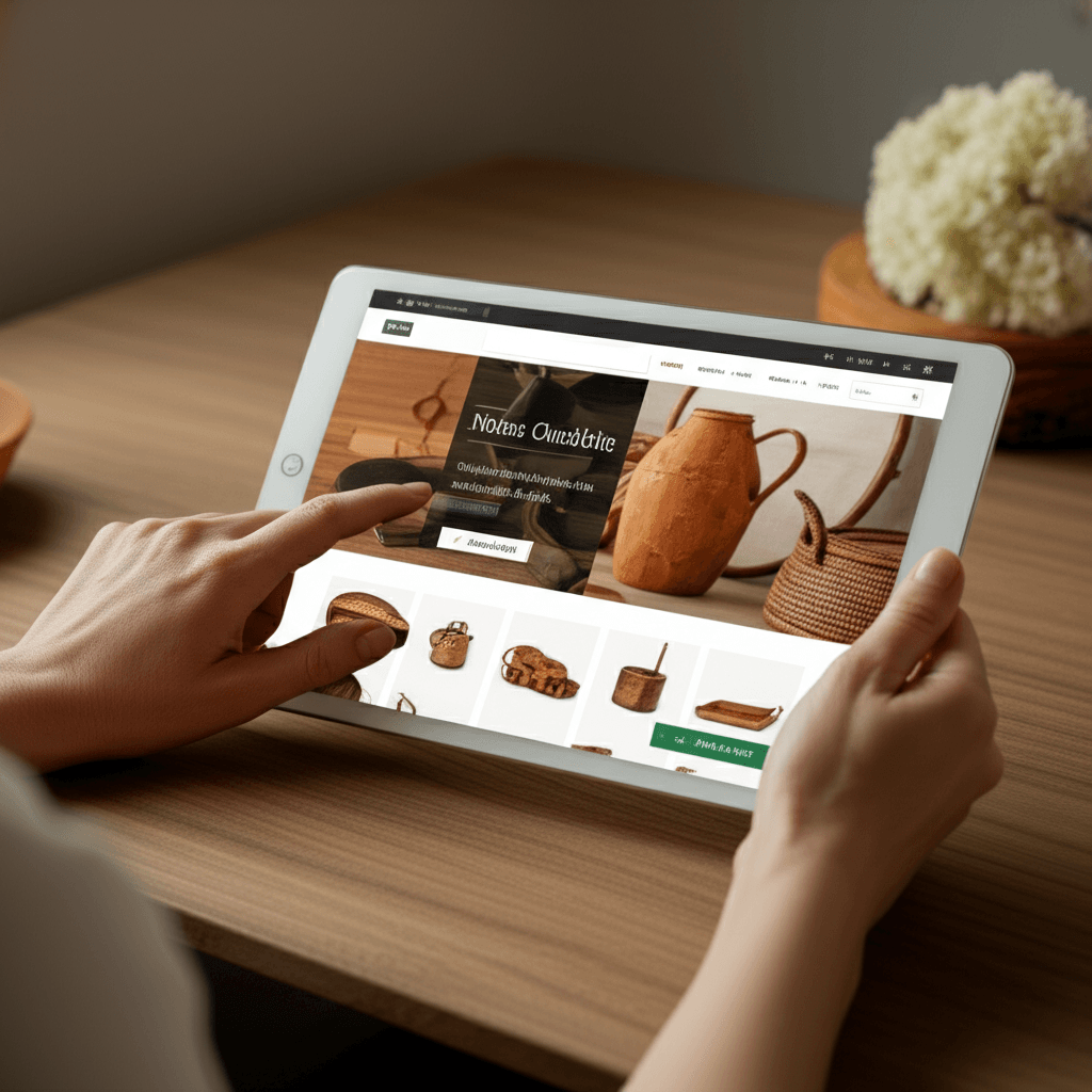 The successful e-commerce website Mobiz designed for a Sri Lankan handicraft store.