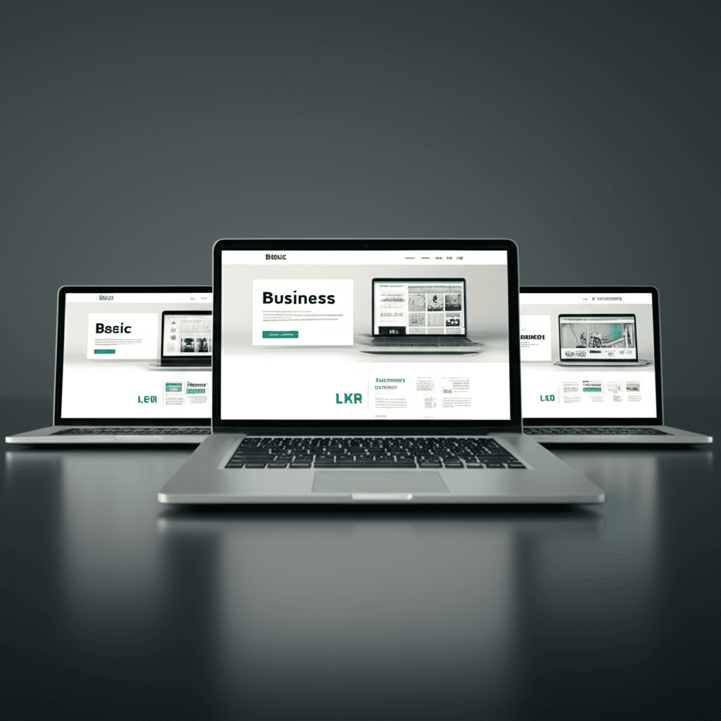 Examples of basic, business, and e-commerce website design packages available in Gampaha and Colombo.