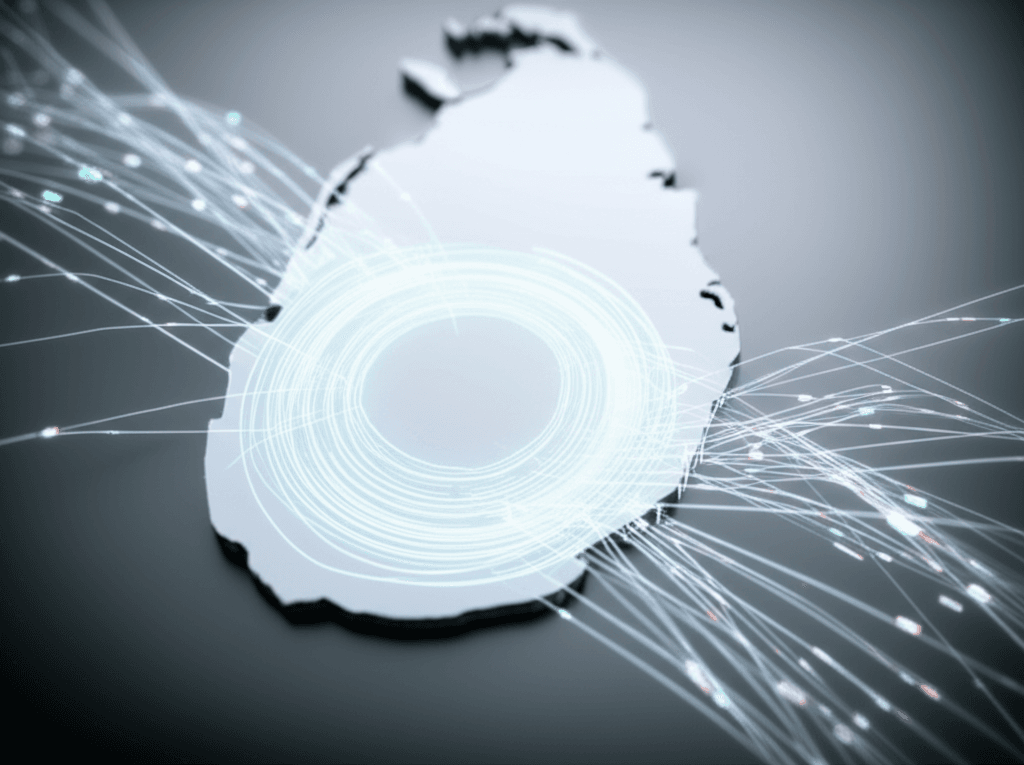 Abstract graphic showing high-speed data transfer, representing website performance optimization for Colombo.