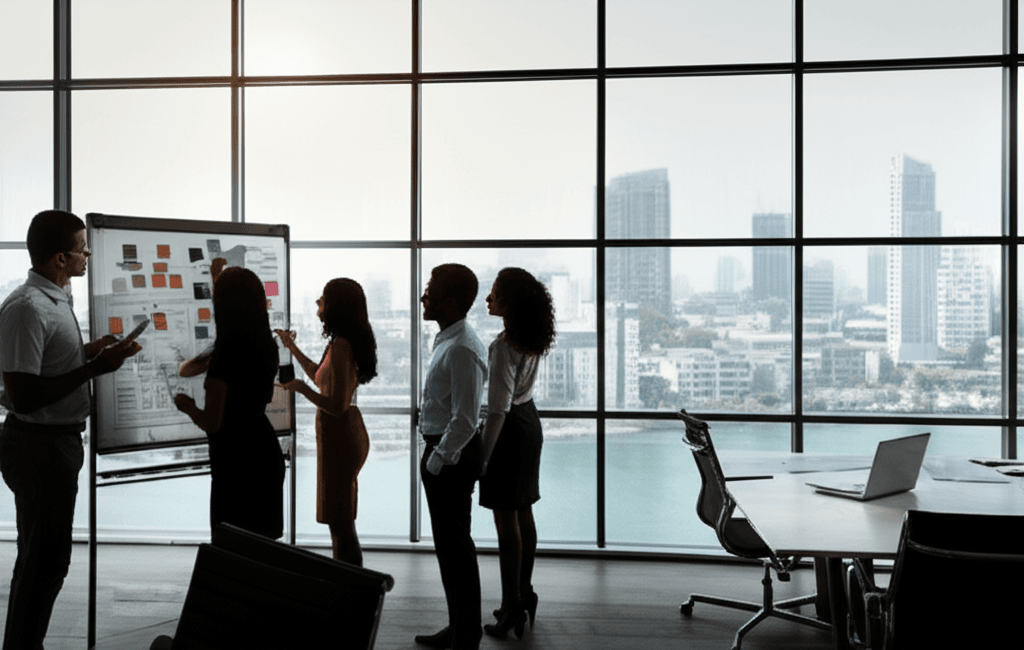 A team of professionals planning a website redesign strategy for the Sri Lankan market.