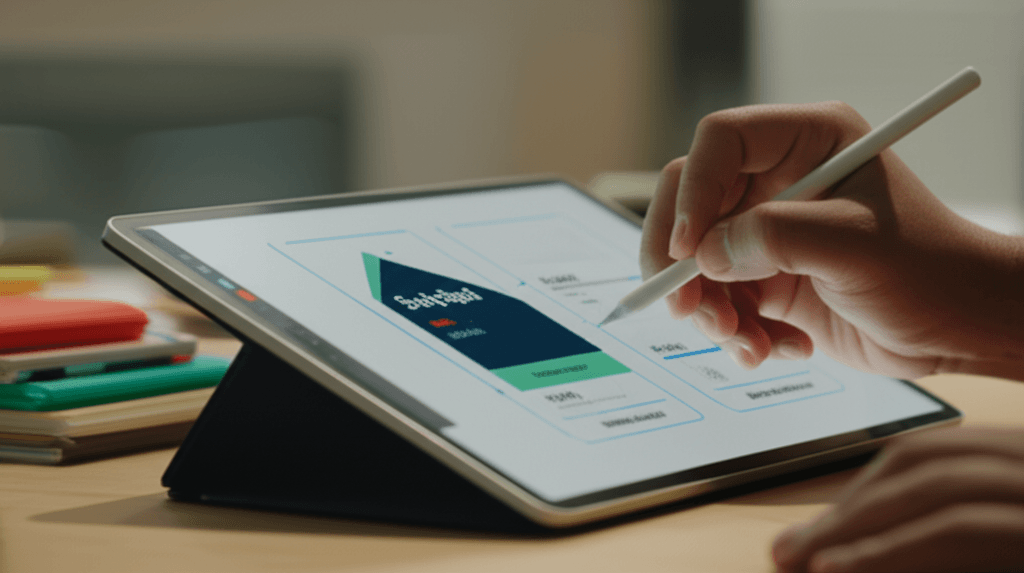 A UX designer creating a mobile-first website layout with trilingual support.