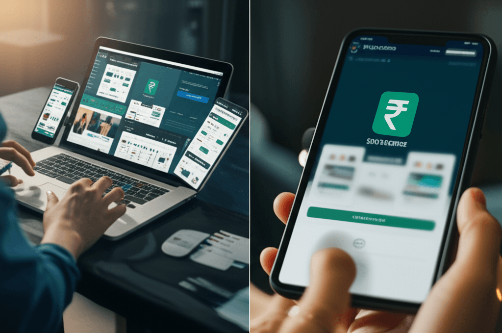 A developer testing the new website on different devices before the official launch.