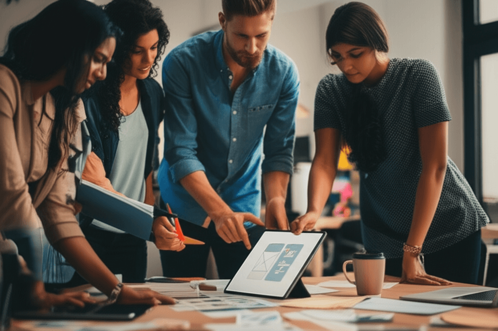 Our web design team in Colombo planning a mobile-first website strategy for a client.