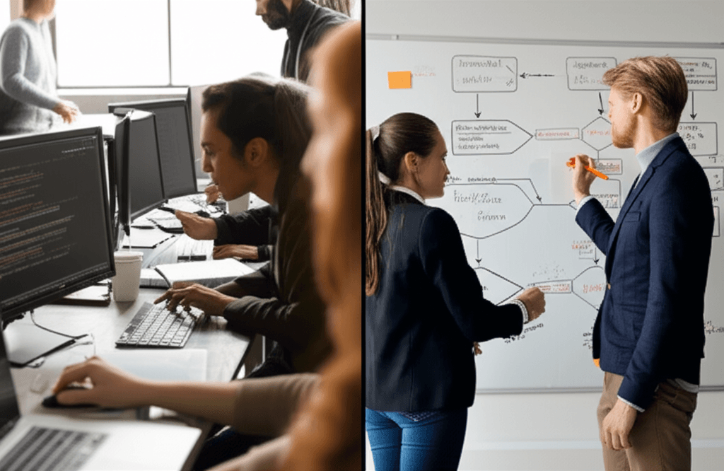 A Mobiz consultant providing strategic guidance on web architecture to a startup team.