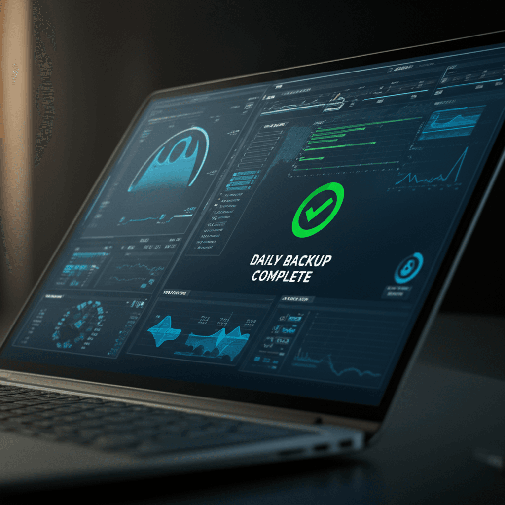 A security dashboard highlighting proactive monitoring and daily backups for an ecommerce website.