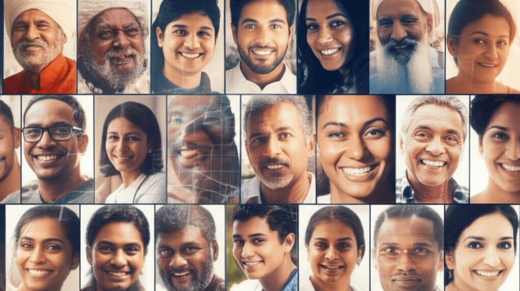 A diverse group of people from Sri Lanka, representing the audience for inclusive websites.