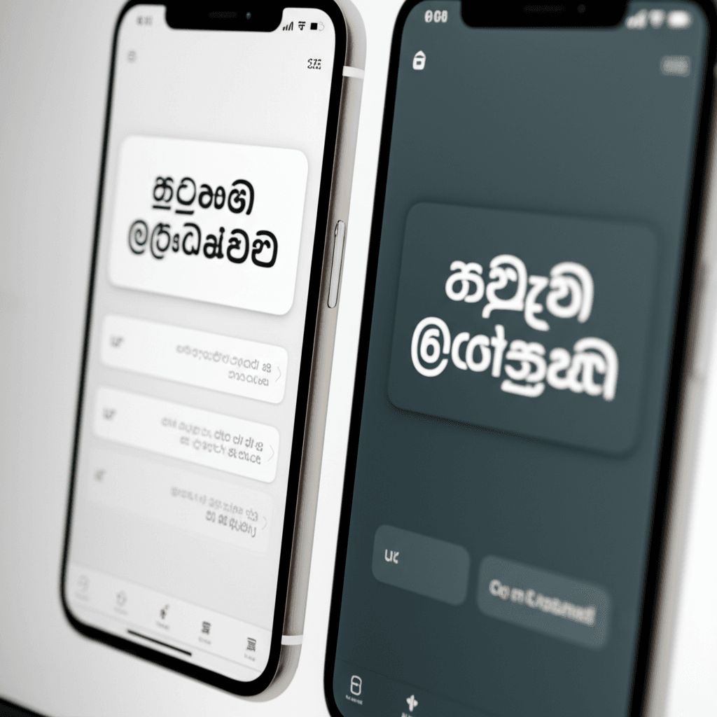 A UI/UX design mockup showcasing clear and elegant web typography for Sinhala and Tamil scripts.