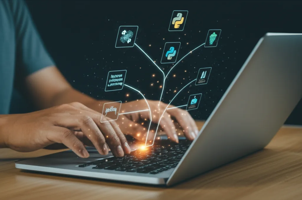 AI's Double Edge: Job Losses vs New High-Skill Roles for Sri Lankan Software Engineers in 2026 3 A visual representation of upskilling for an AI-focused career, with a learning path shown.