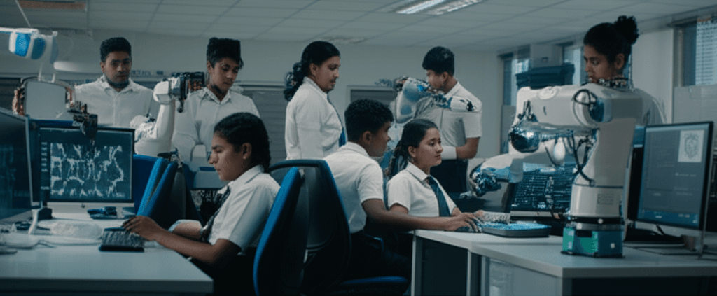 Sri Lankan workers being retrained in technology and data science for the modern apparel industry.