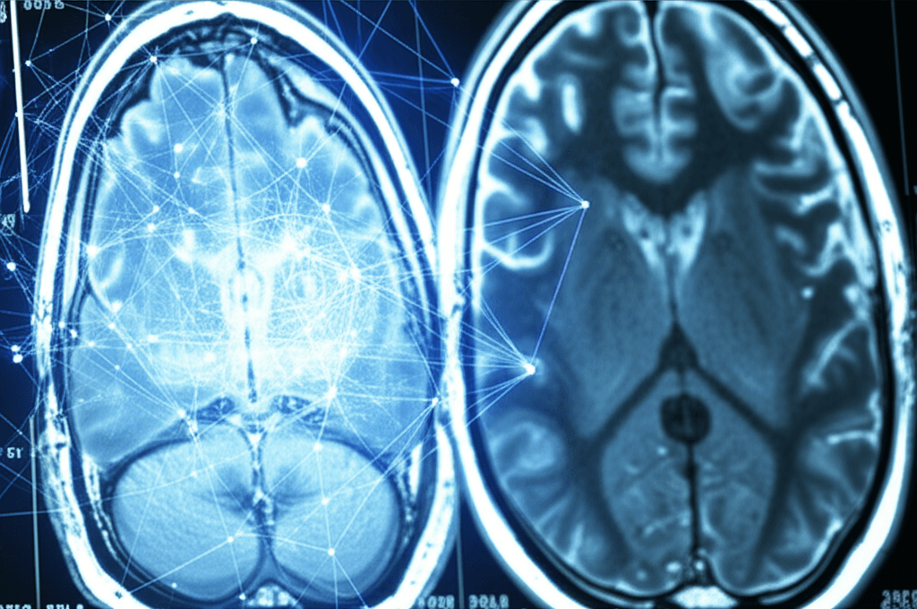 An AI neural network analyzing a medical image, representing the promise of AI in diagnostics.