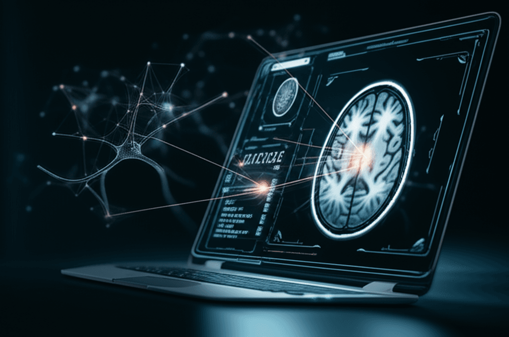 A digital interface showing an AI analyzing a medical scan with high precision.