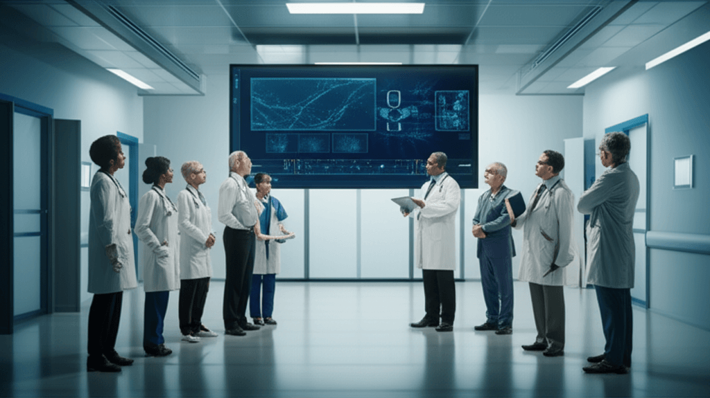 Sri Lankan doctors in a training session for a new AI diagnostic platform.