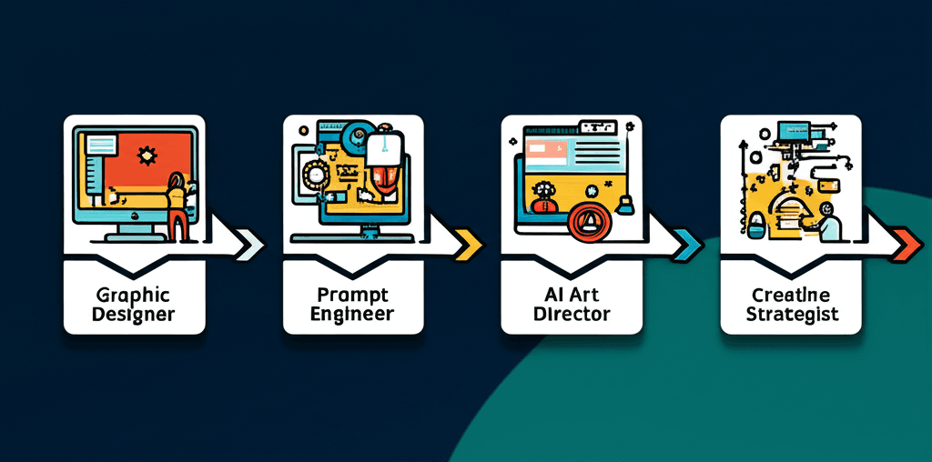An infographic showing the career progression pathway for a creative professional in the AI era.