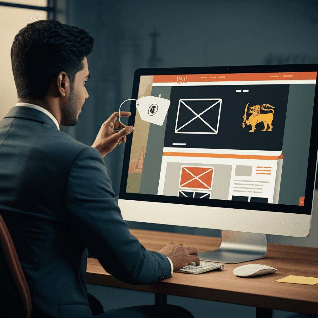 A modern, minimalist flat illustration showing a Sri Lankan business&hellip;