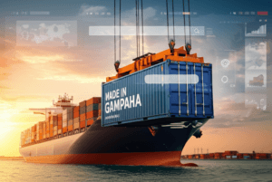 A digital illustration showing a shipping container with a 'Made&hellip;