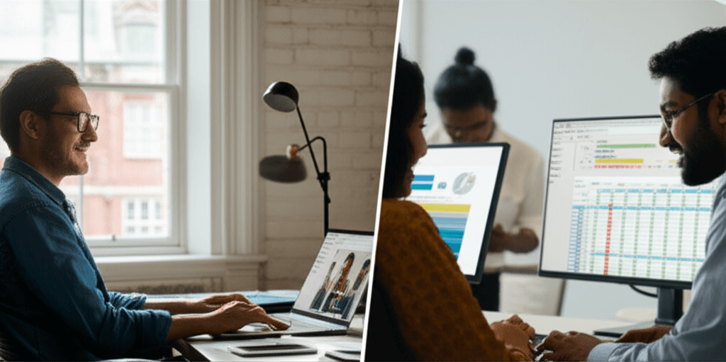 A client having a seamless video conference call with their Sri Lankan web design team.