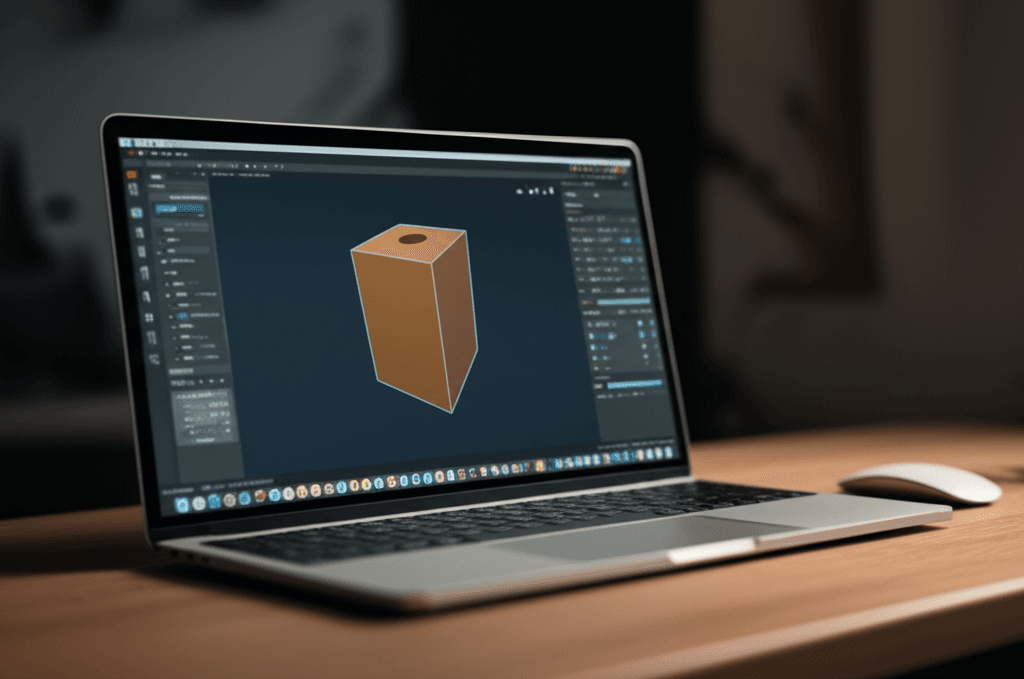 The user interface of a 3D web design tool like Spline.