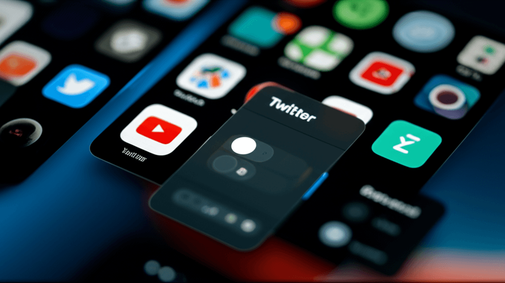 Screenshots of various mobile apps showing the dark mode option in their settings menu.