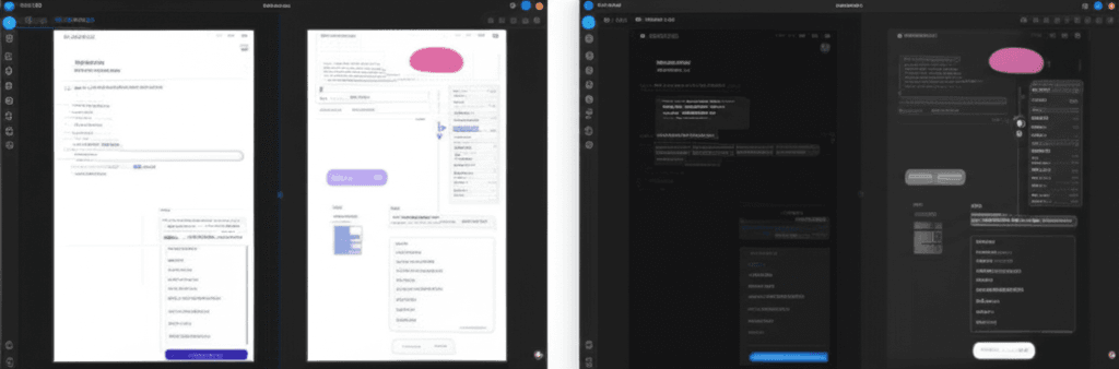 A side-by-side comparison of a UI component in both light and dark themes.