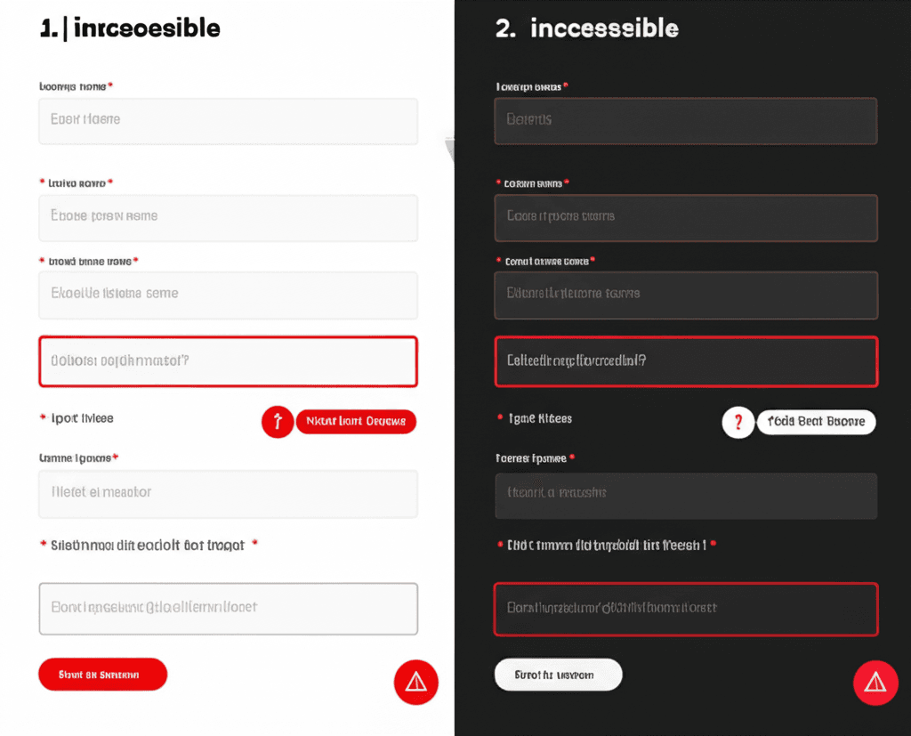 An example of an accessible web form with high-contrast colors and icons.