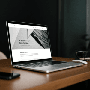 A sleek, minimalist website homepage displayed on a modern laptop&hellip;