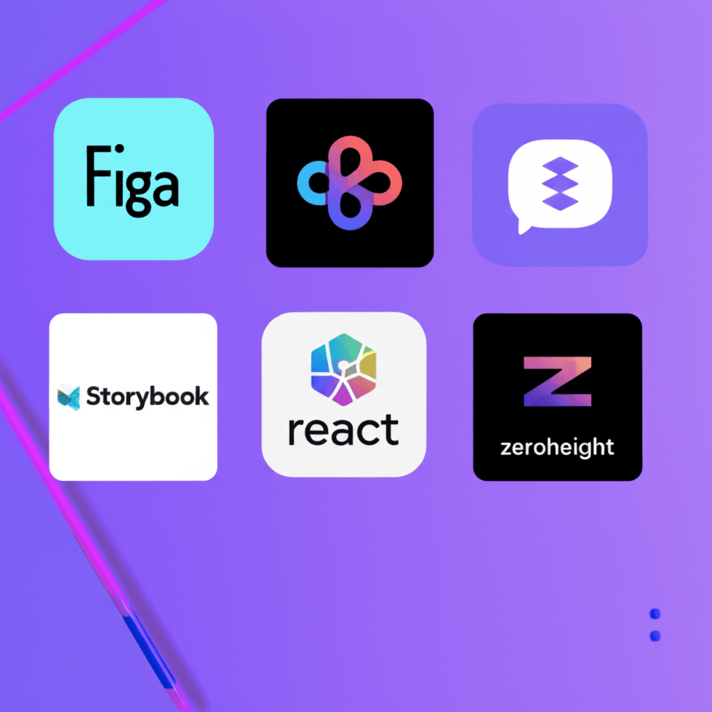 Logos of popular tools for building design systems.