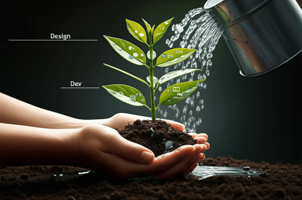 Illustration symbolizing the continuous, collaborative growth of a design system.