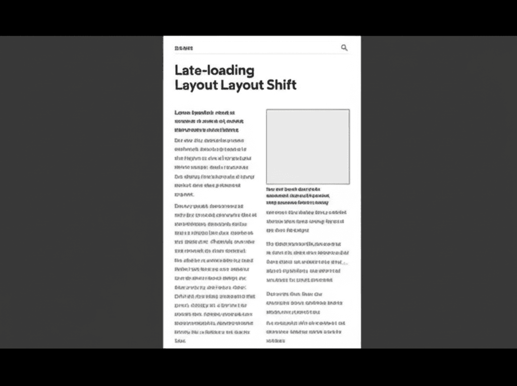 A before and after comparison of a webpage with high CLS and a fixed version with zero CLS.
