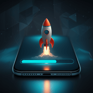 A smartphone displaying a fast-loading app, symbolizing mobile app performance optimization.